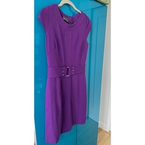Muse Purple Stretch Belted Dress